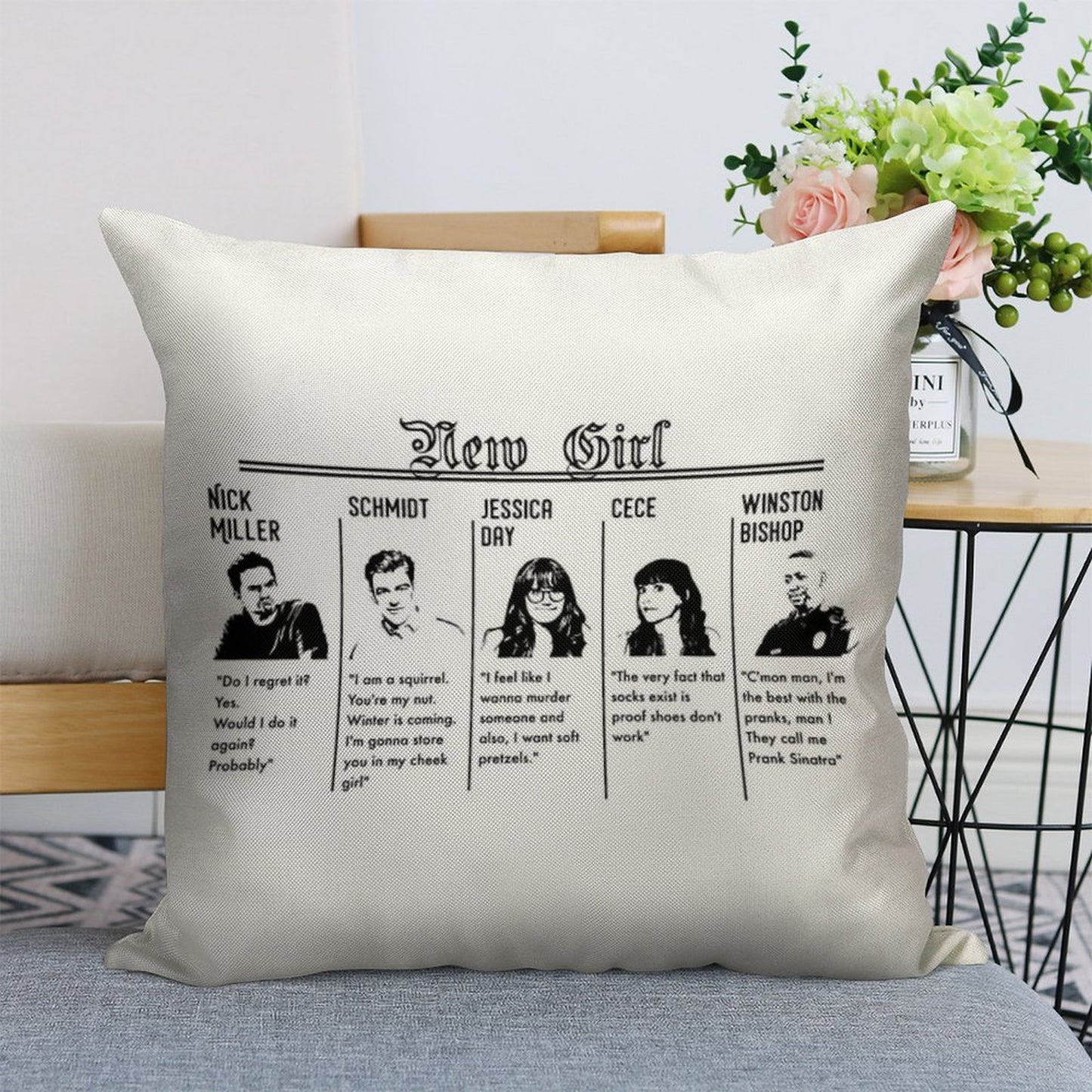 New Girl Linen Throw Pillow Cover