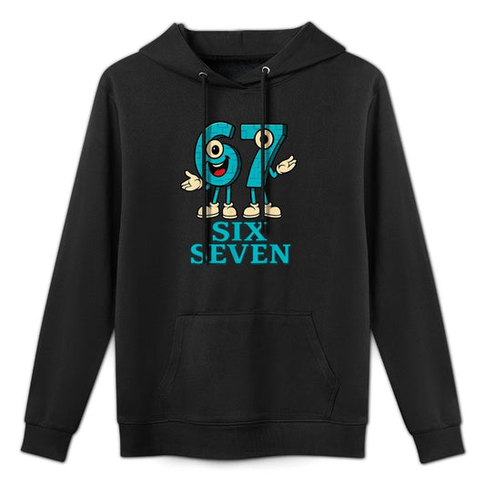 67 Six Seven 6-7 - Funny Italian Brainrot Kids Gaming Meme Cotton-Polyester Blend Hoodie