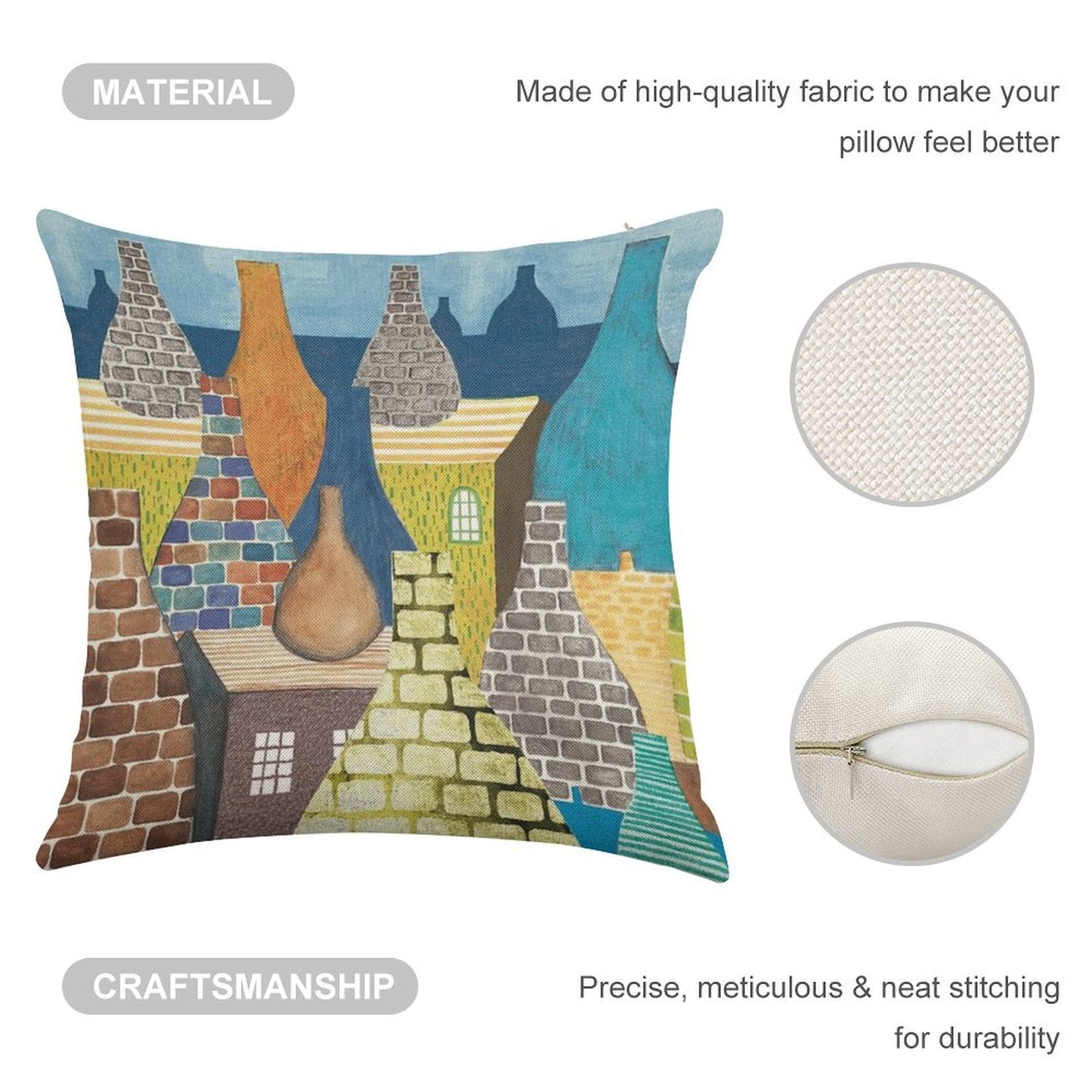 STOKE ON TRENT POTTERIES Linen Throw Pillow Cover