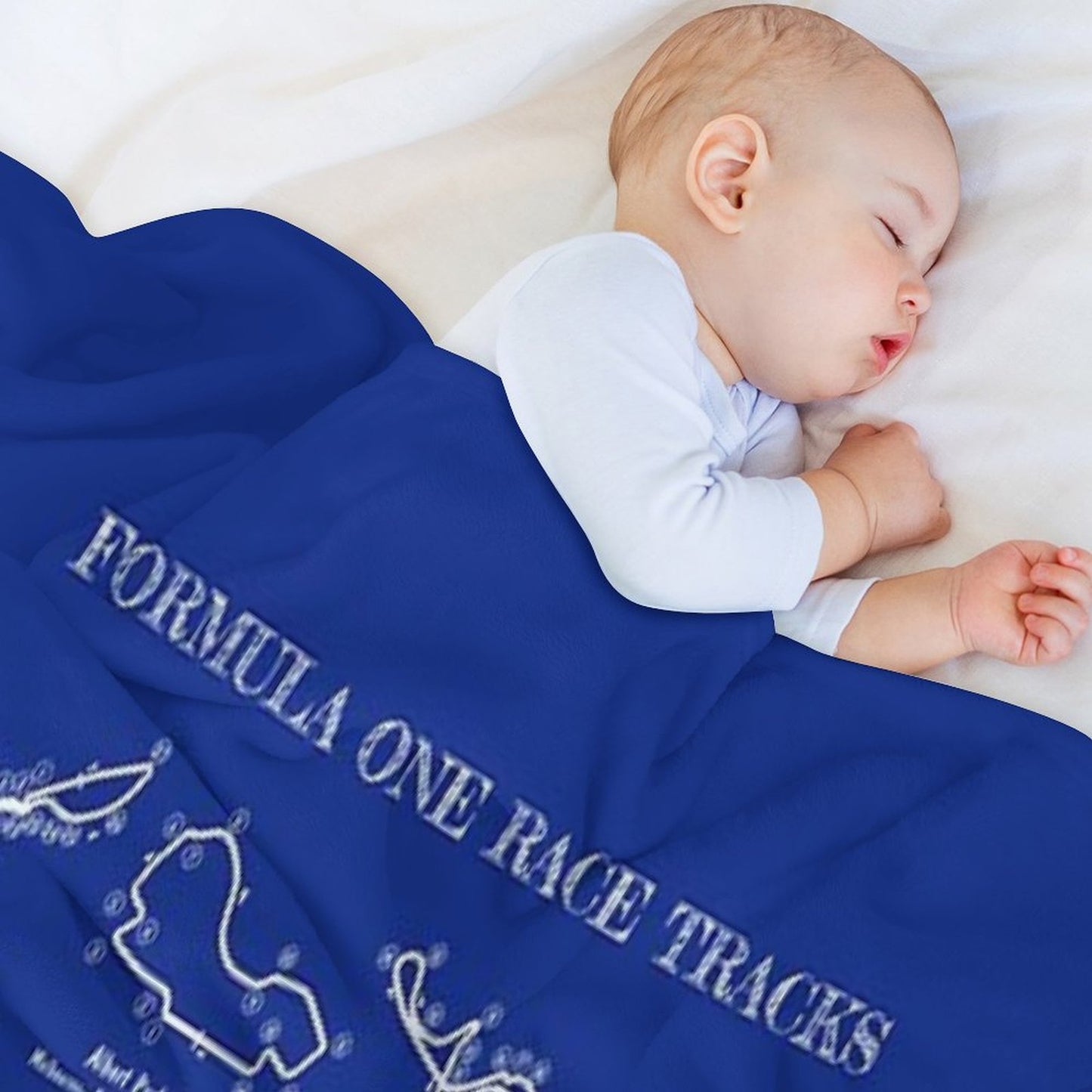 F1 Race Tracks (White Stencil-No Background) Throw Blanket