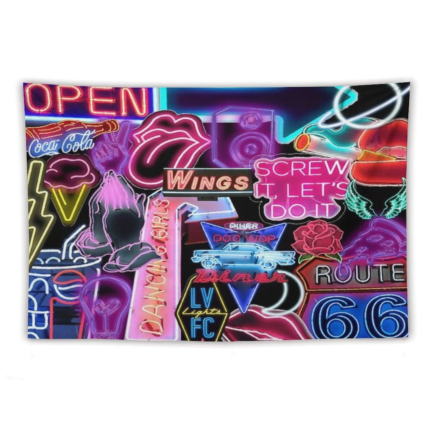 Neon Sign Collage Tapestry