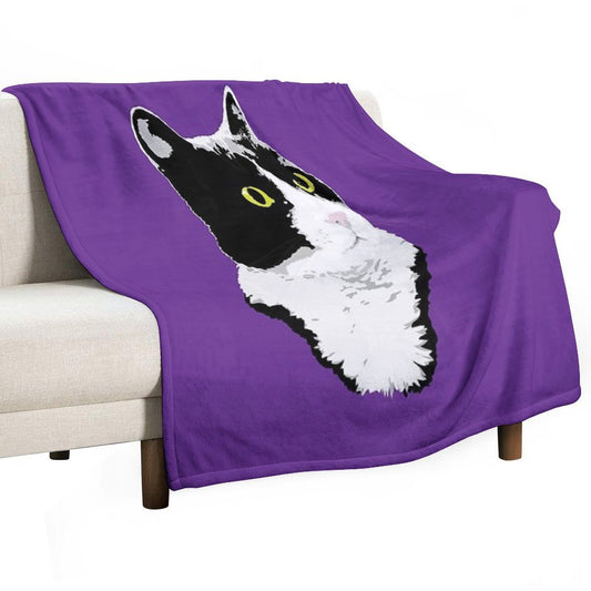 Regal Tuxedo Kitty Throw Blanket