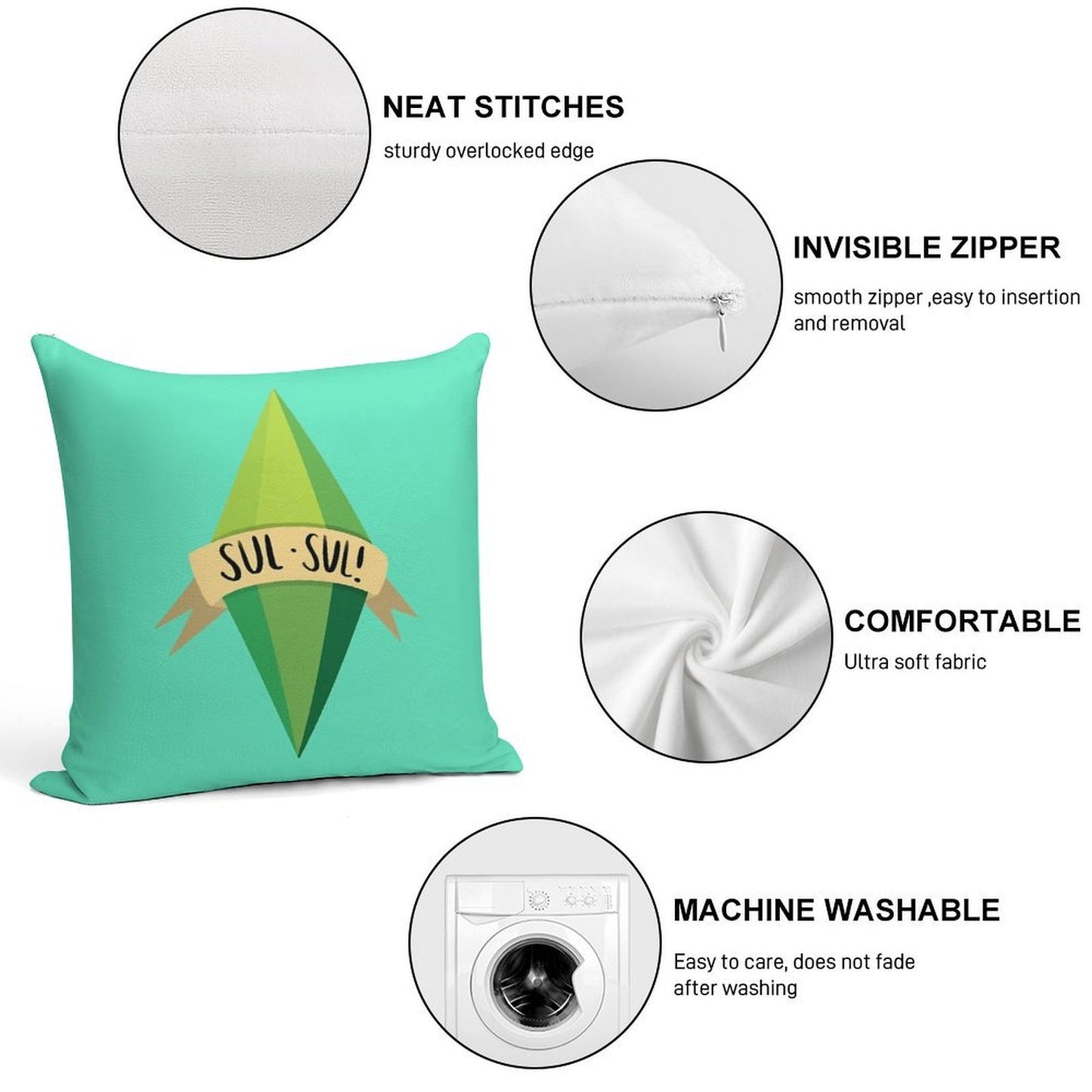 Plumbob Soft Anti-Pilling Throw Pillow
