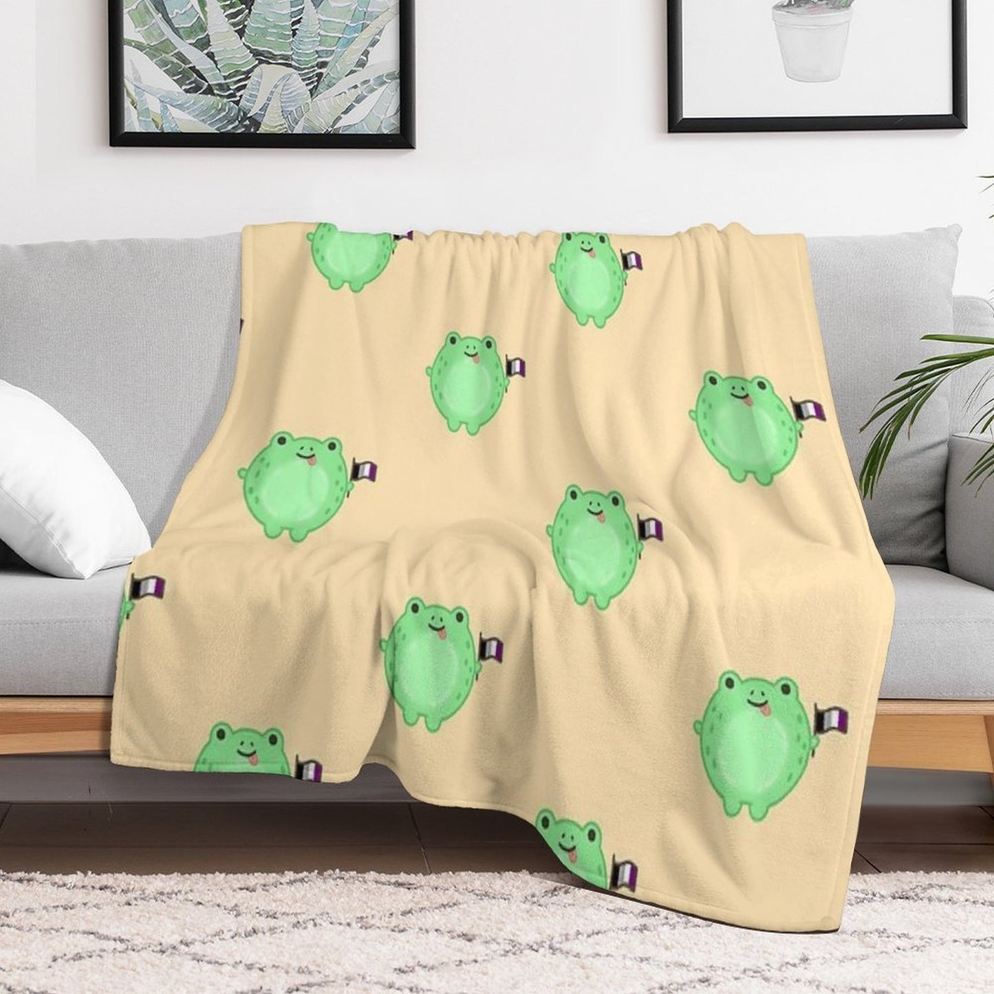 Asexual Pride Frog Throw Blanket