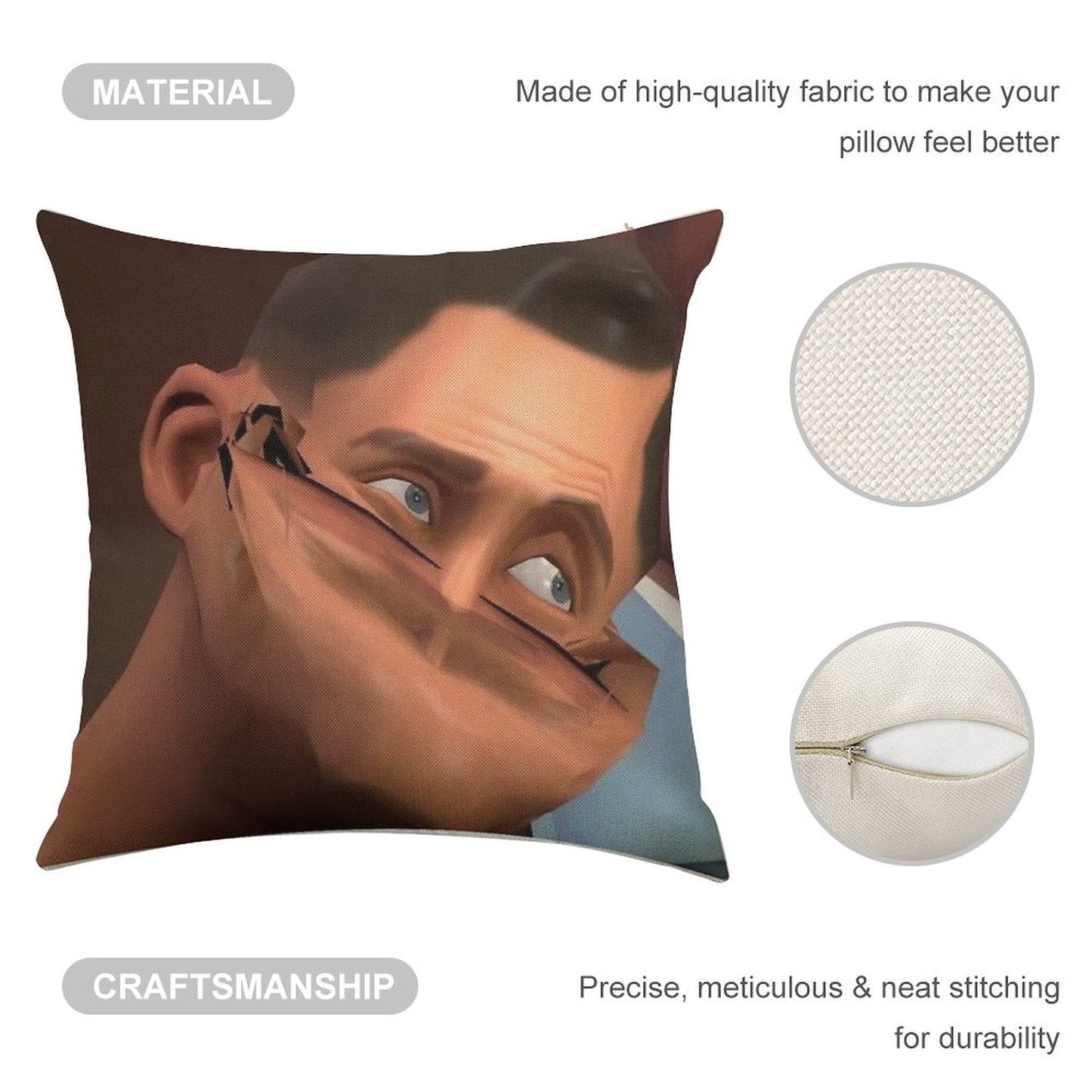 Team Fortress 2 TF2 Scout Face Linen Throw Pillow Cover