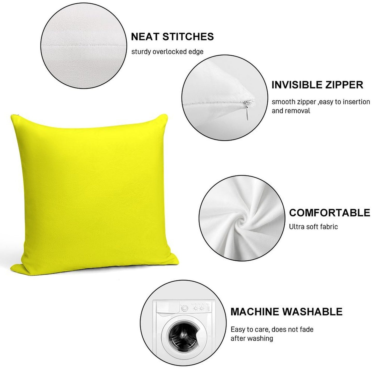 Neon  Fluorescent Yellow Neon Yellow Soft Decorative Cover Throw Pillow