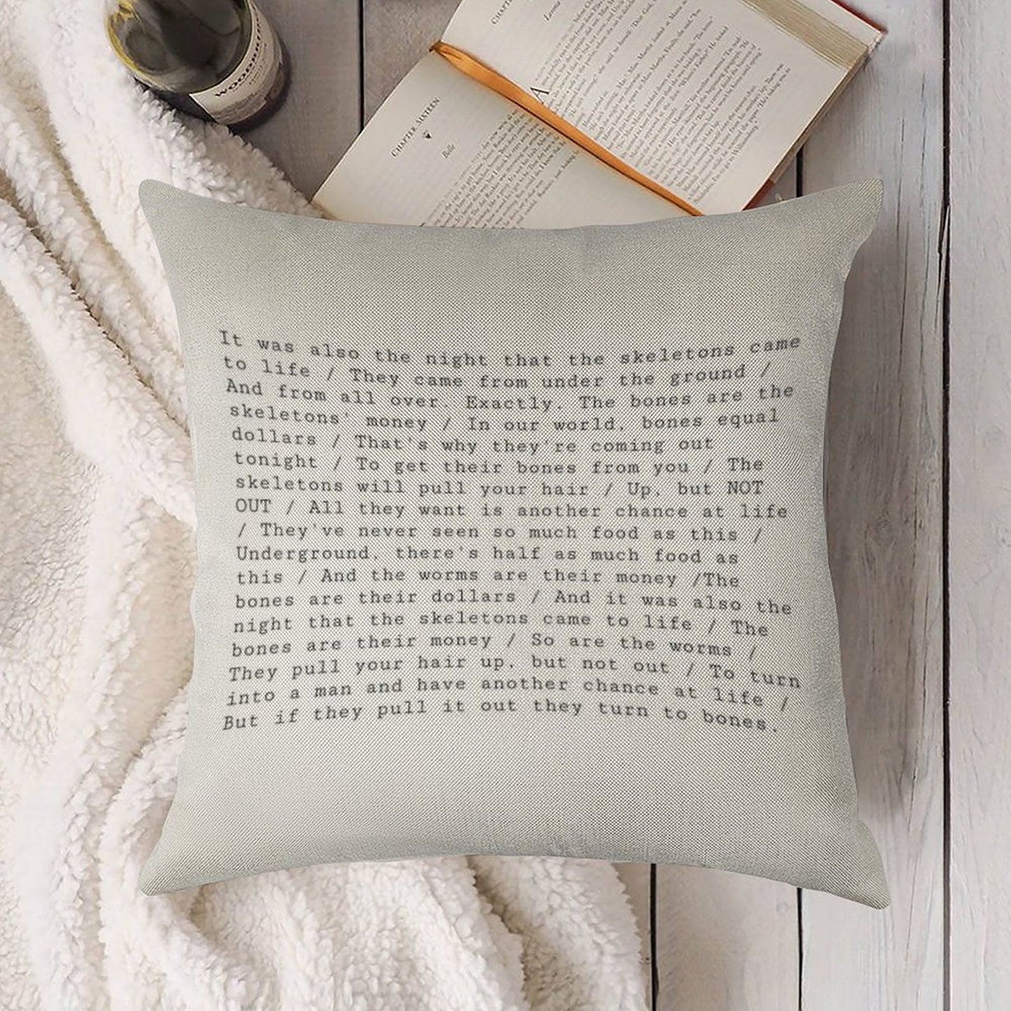 The Night That The Skeletons Came to Life Linen Throw Pillow Cover