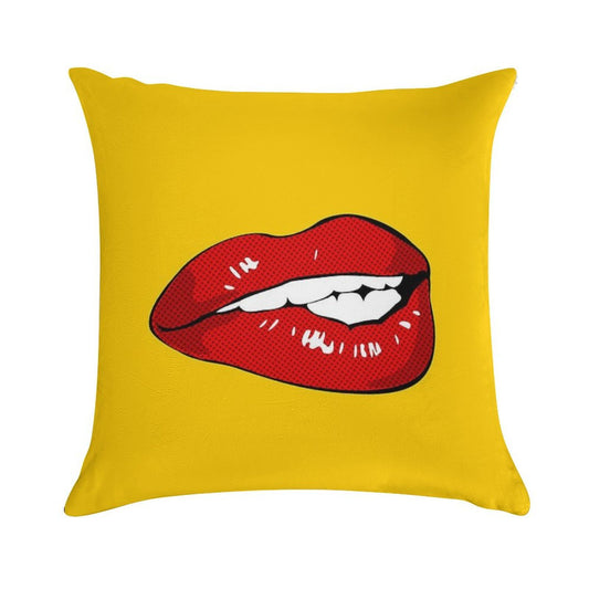 Sexy Biting Lips Throw Pillow Face Mask Soft Washable Throw Pillow