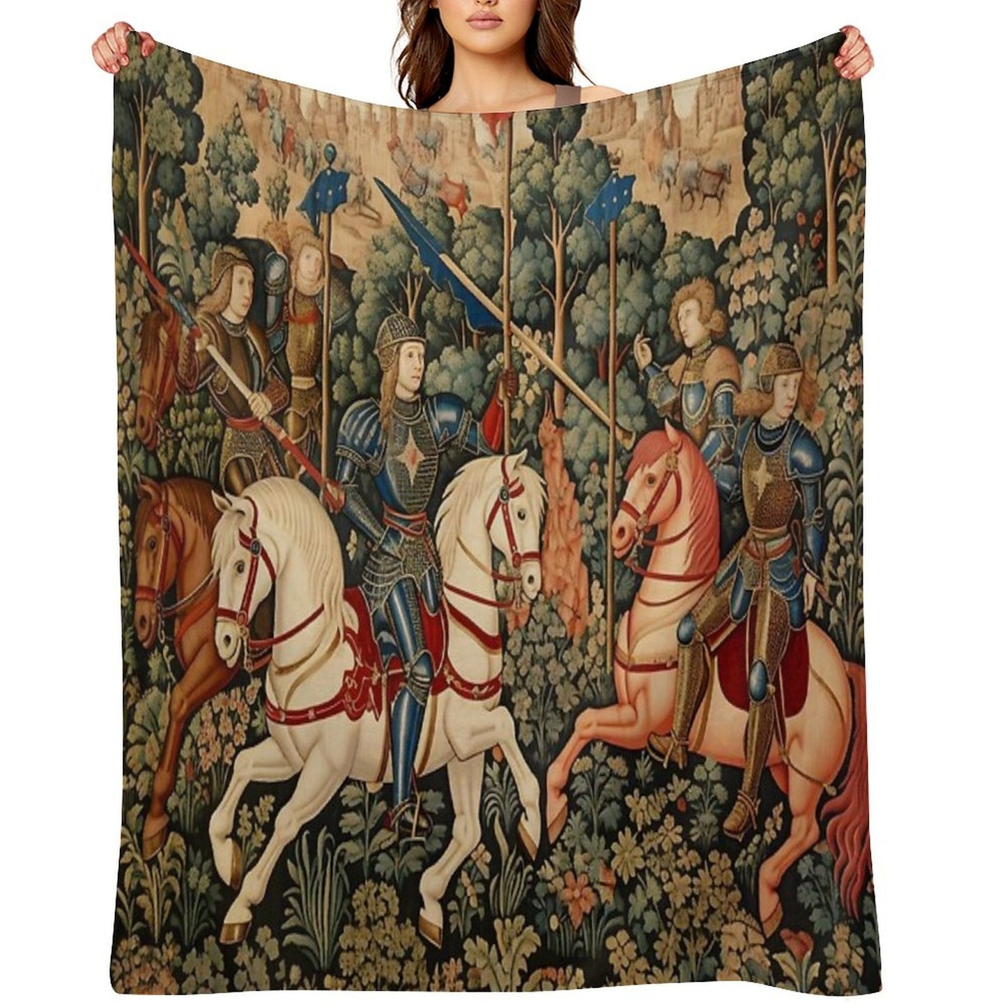 Medieval Knights Jousting Throw Blanket