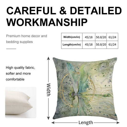 Beautiful Enchanted Dragonfly Linen Throw Pillow Cover