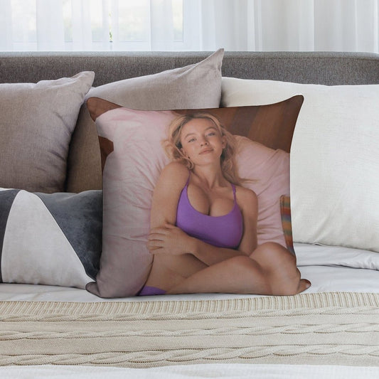 Sydney Sweeney Hot Soft Warmth Comfort Throw Pillow