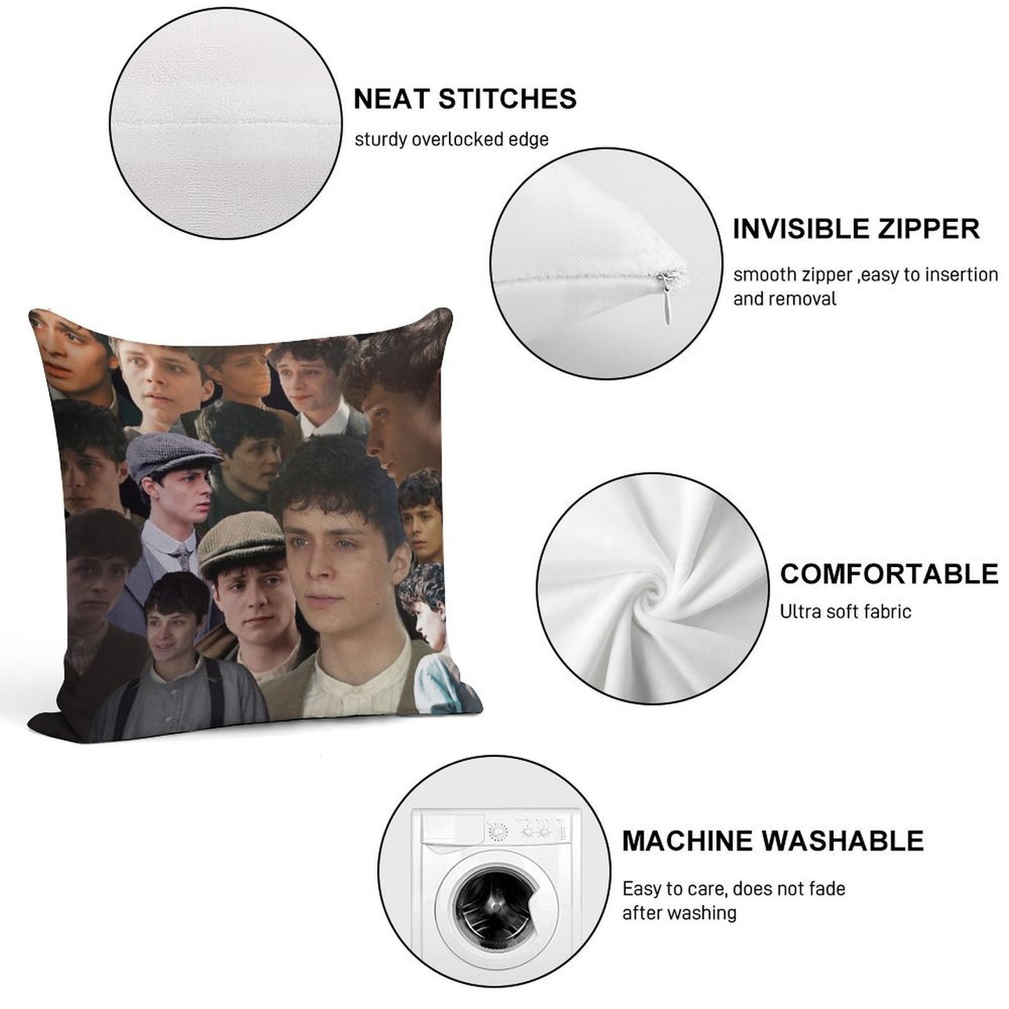 Gilbert Blythe Collage Soft Anti-Pilling Throw Pillow