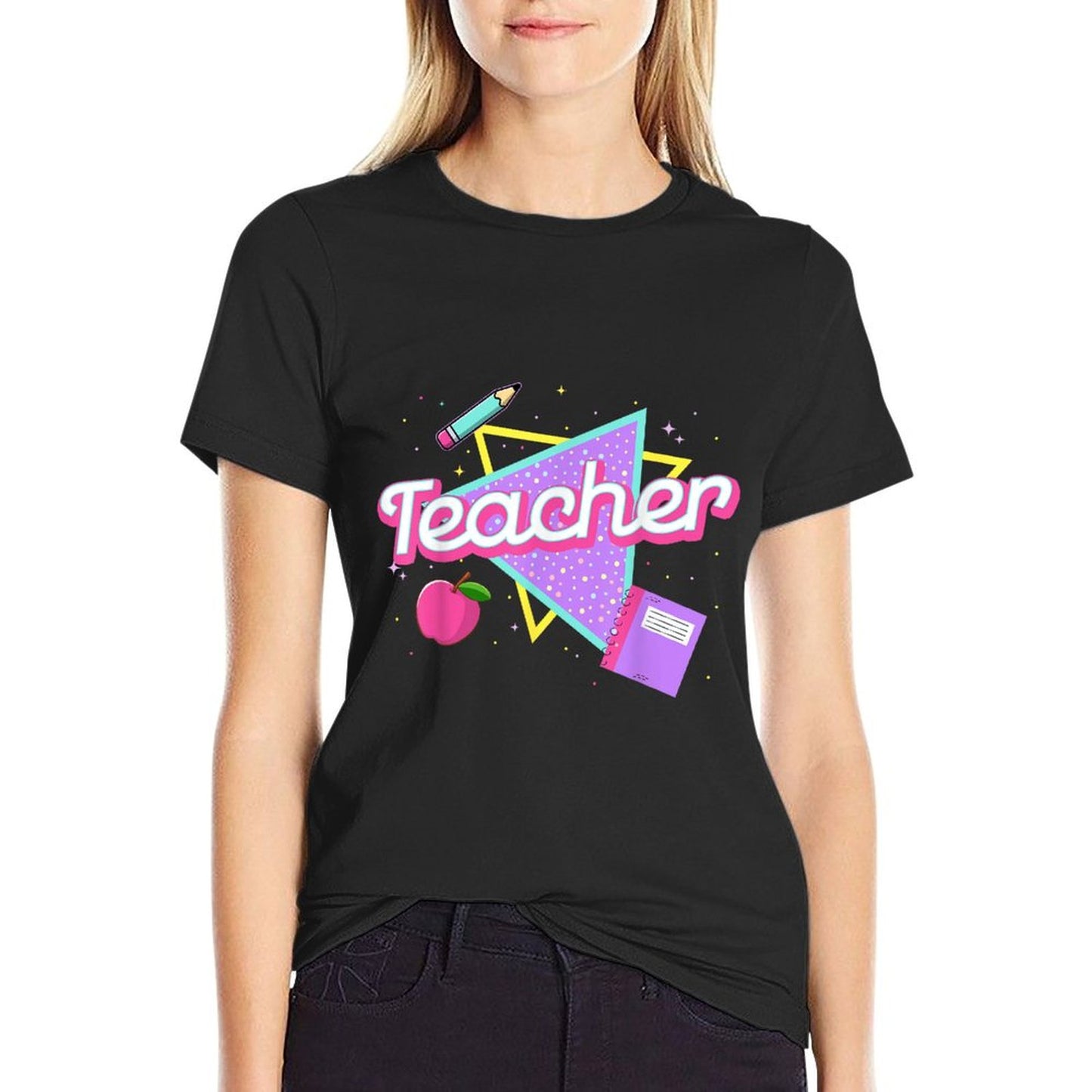 Cute Teacher Shirt 80's 90's Style Retro Old School Teacher T-Shirt
