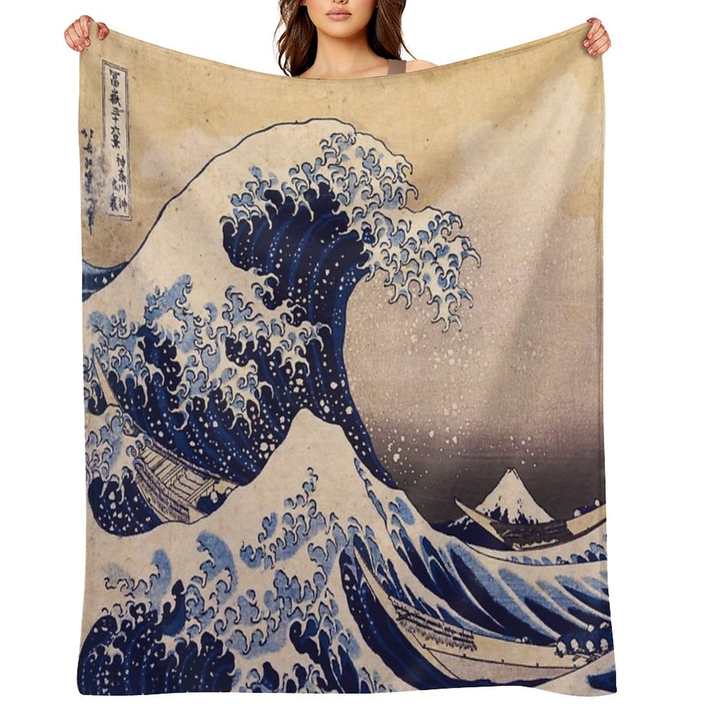 The Great Wave Off Kanagawa by Katsushika Hokusai (c 1830-1833) Throw Blanket