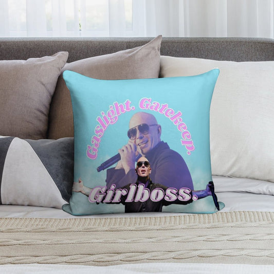 Mr Worldwide Says to Girlboss Soft Decorative Cover Throw Pillow