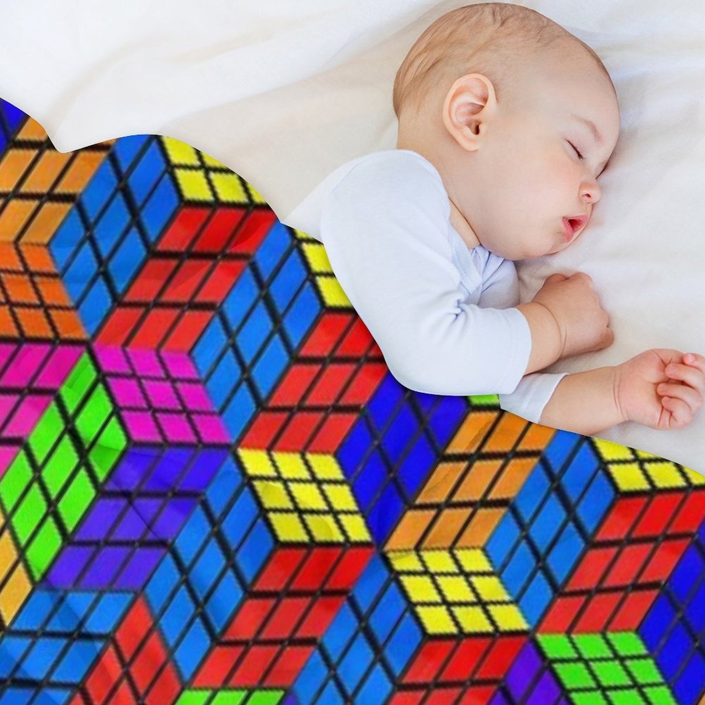 Rubik's Illusion Throw Blanket