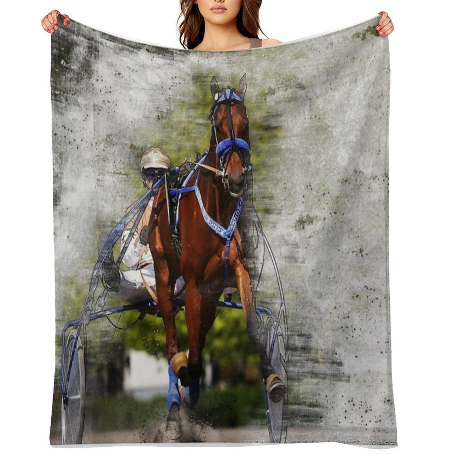 Harness Horse Cart Racing 02 Throw Blanket