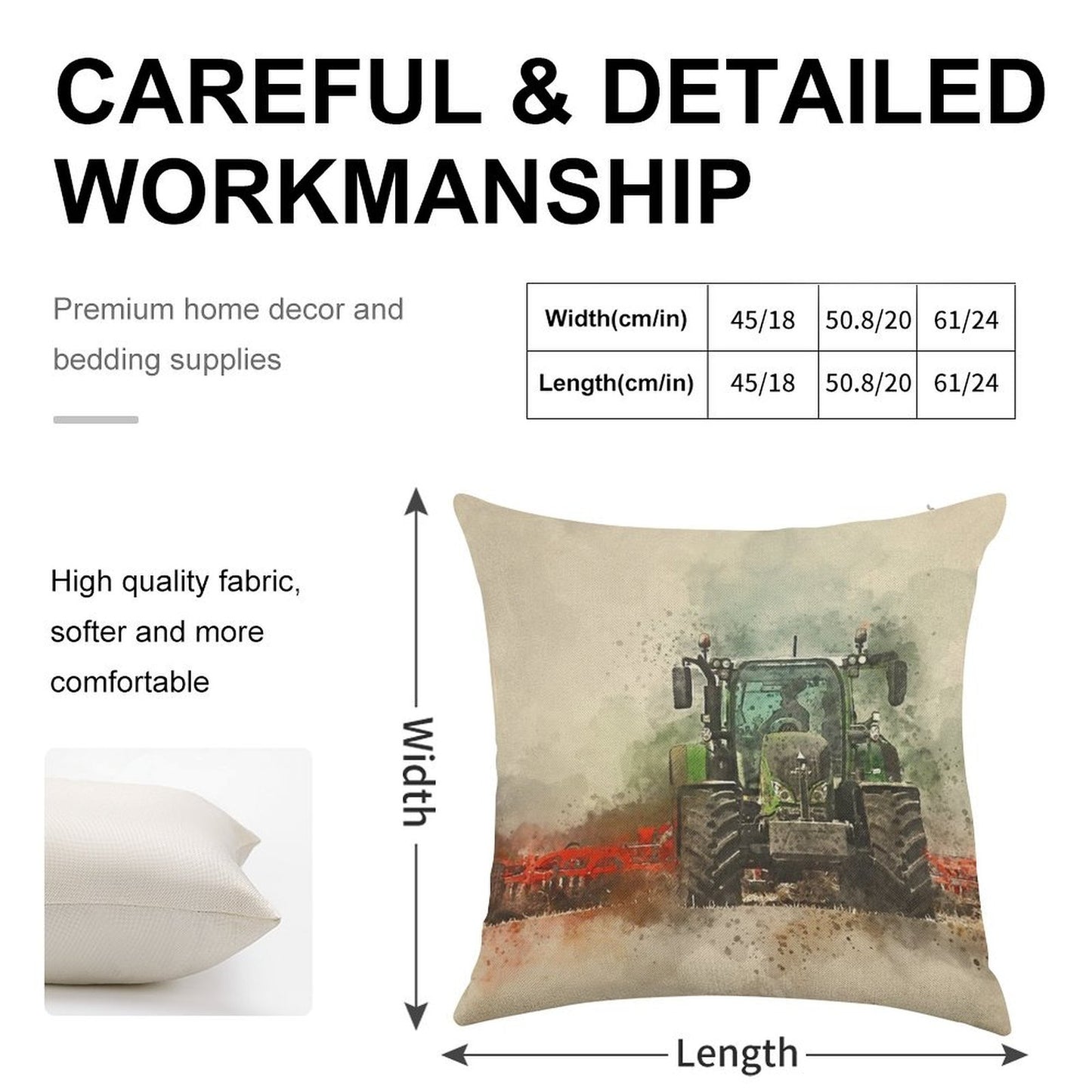 Fendt Tractor Grafting Linen Throw Pillow Cover