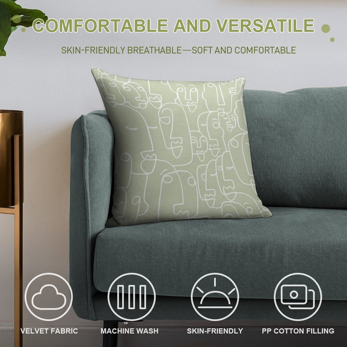 Sage Green Soft Bedroom Essential Throw Pillow
