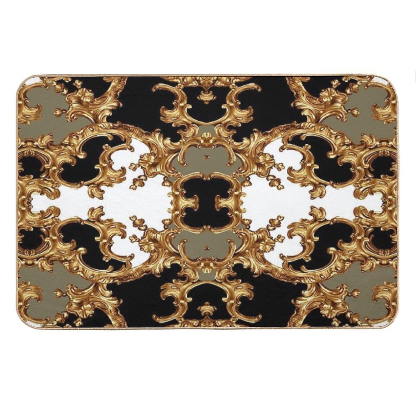Golden Ornamental Baroque Symmetrical Bath Mat
