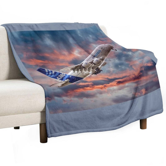 Airbus A380 - Sunset Throw Blanket