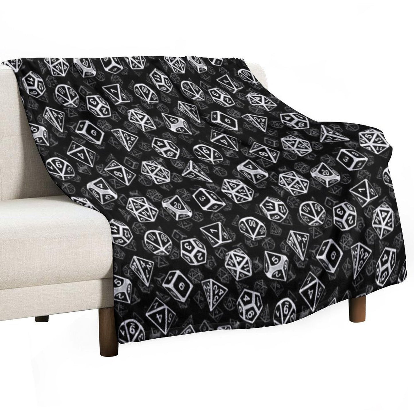 D20 Dice Set Pattern (White) Throw Blanket