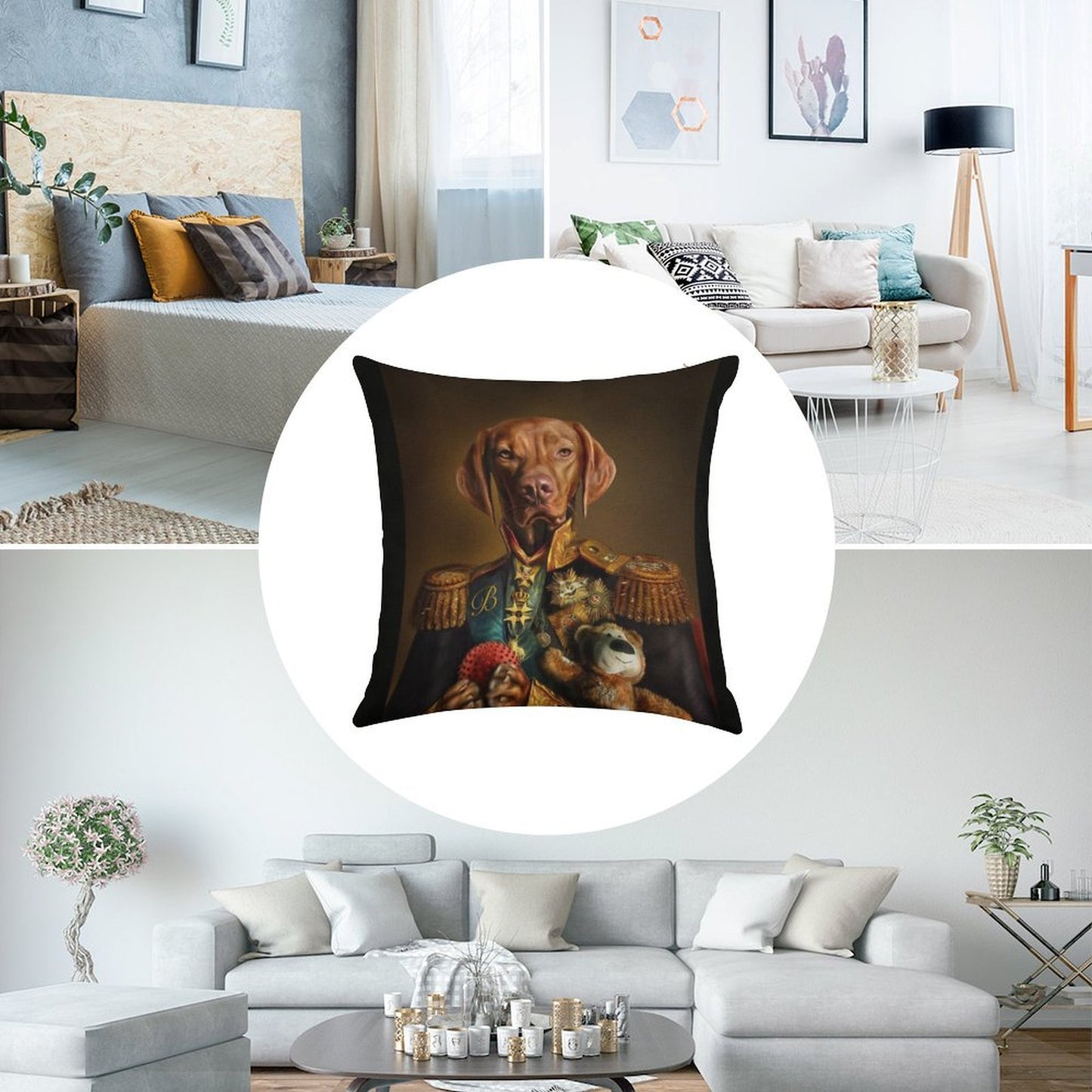 Bertie The Hungarian Vizsla - Dog Portrait Linen Throw Pillow Cover