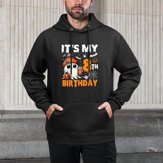 Its My 8th Birthday 8 Years Old Ghost Pumpkin Halloween Durable Construction Hoodie