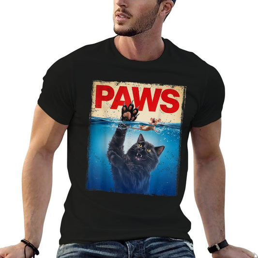 Paws Parody Black Cat Chasing A Cute Scared Mouse Top Kitten  Tagless Design T-Shirt