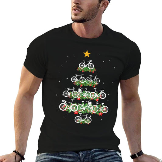 Bicycle Xmas Tree Ornaments Bike Rider Christmas Cycling Summer-ready Fabric T-Shirt