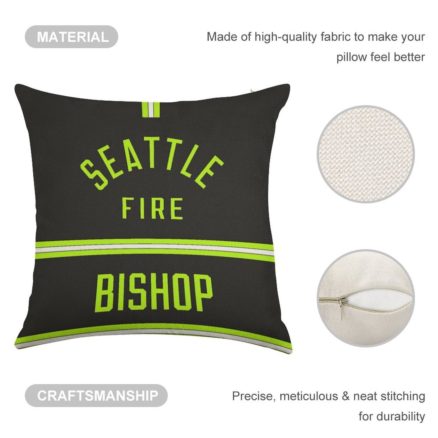 Station 19 - Seattle Fire Bishop Turnouts Pillow Linen Throw Pillow Cover