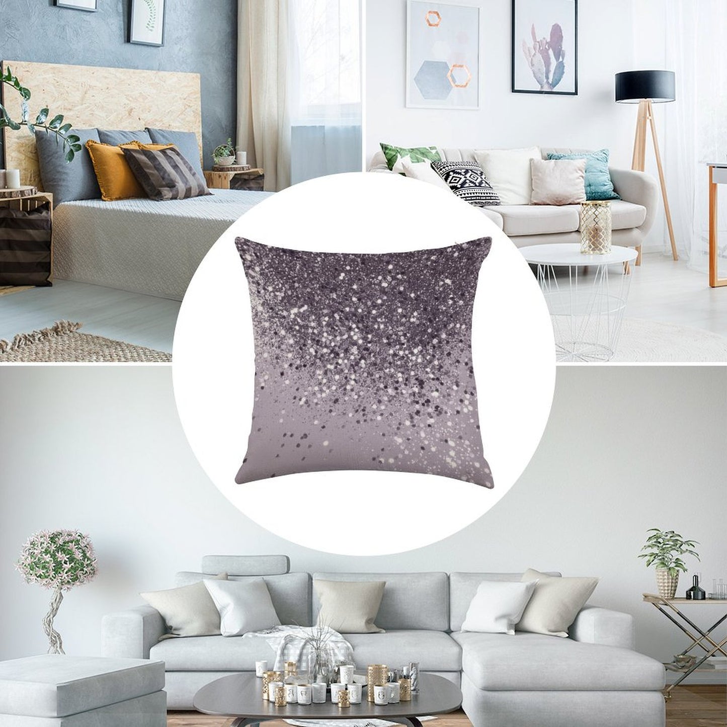 Lavender Lady Glam #2 (Photo of Glitter Only - Not Reflective) Linen Throw Pillow Cover