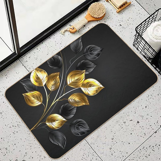 Background with Gold And Black Branches Bath Mat