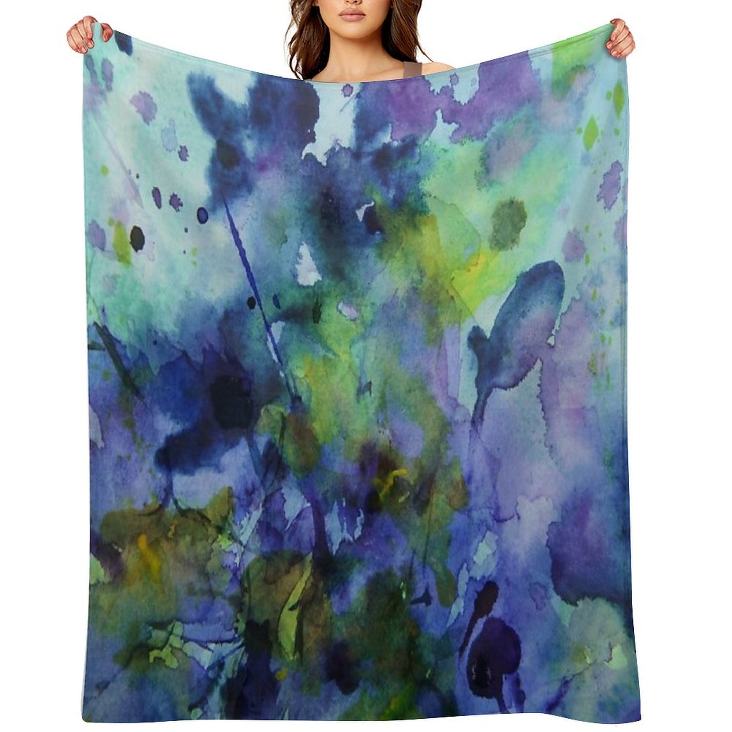 Watercolor in Purple And Green Throw Blanket