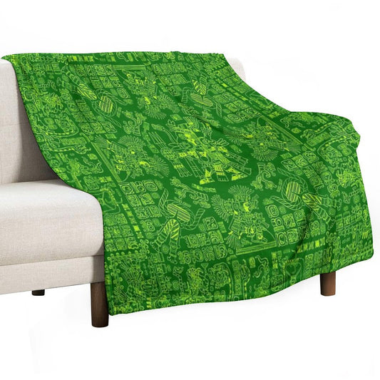 Mayan Spring GREEN Throw Blanket