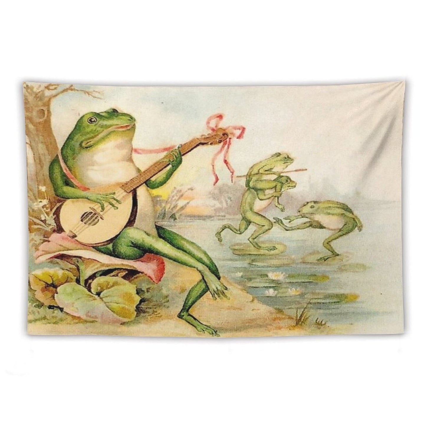 FROG STRUMMING Vintage Abstract Entertainment Print Tapestry