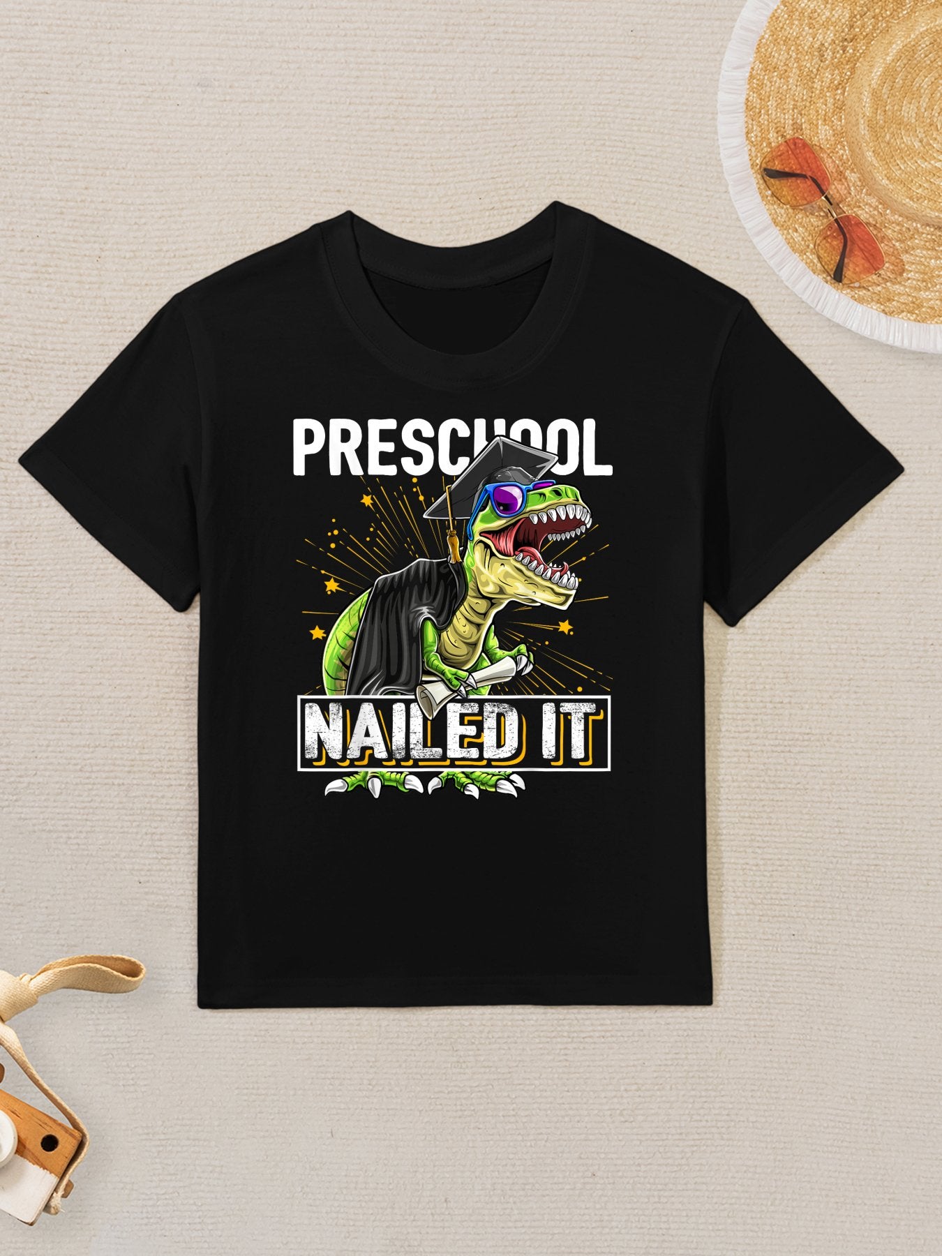 Preschool Nailed It T Rex Dinosaur Graduation Cap Gown Gift Kids T-Shirt