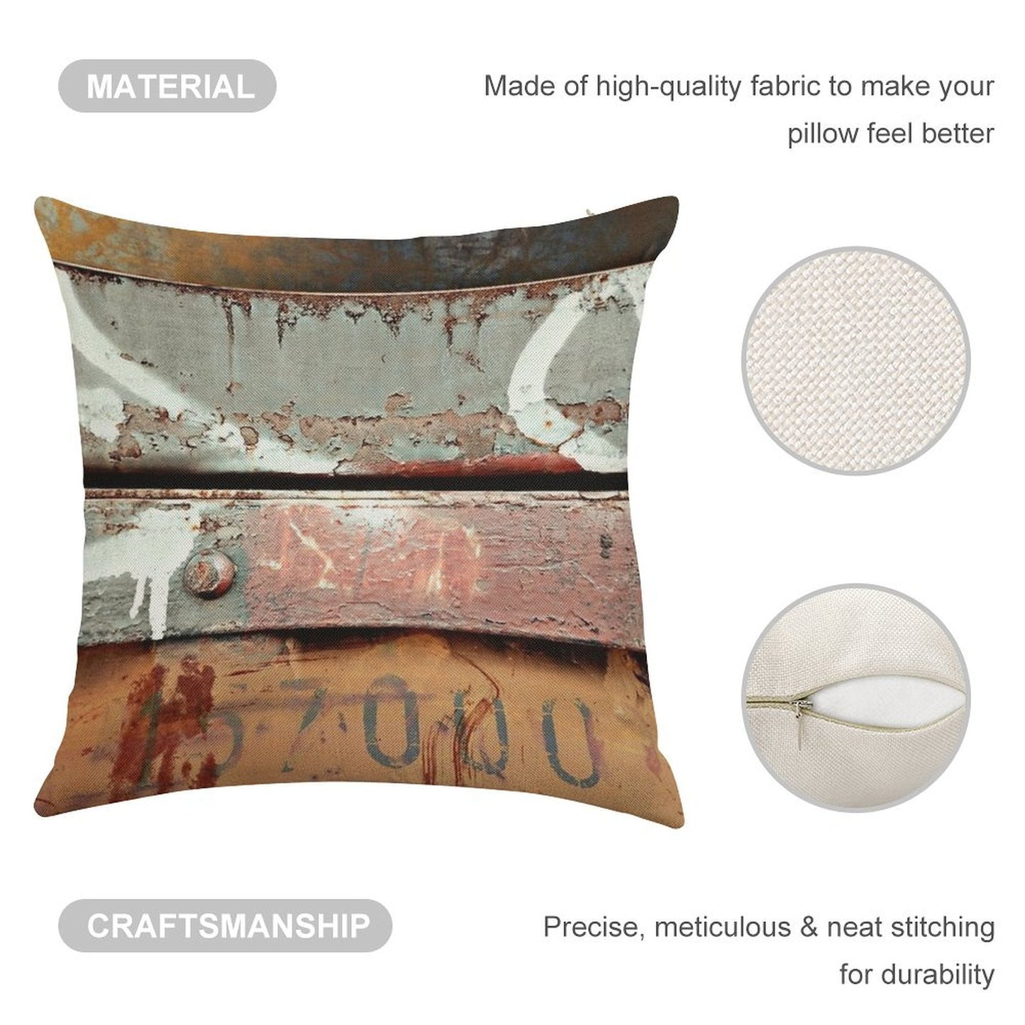 Industrial Grunge Linen Throw Pillow Cover