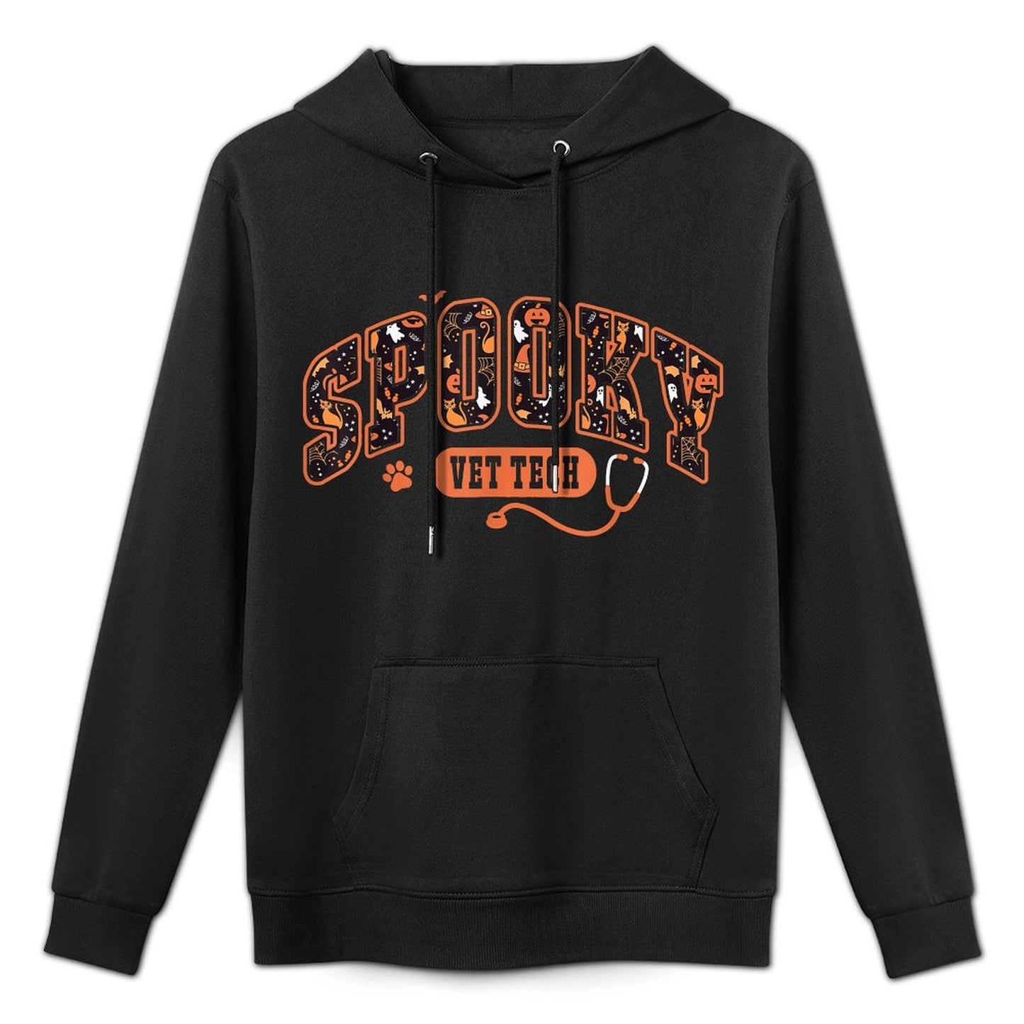 Spooky Vet Tech Veterinarian Halloween Veterinary Dog Paw Kangaroo Pocket Hoodie
