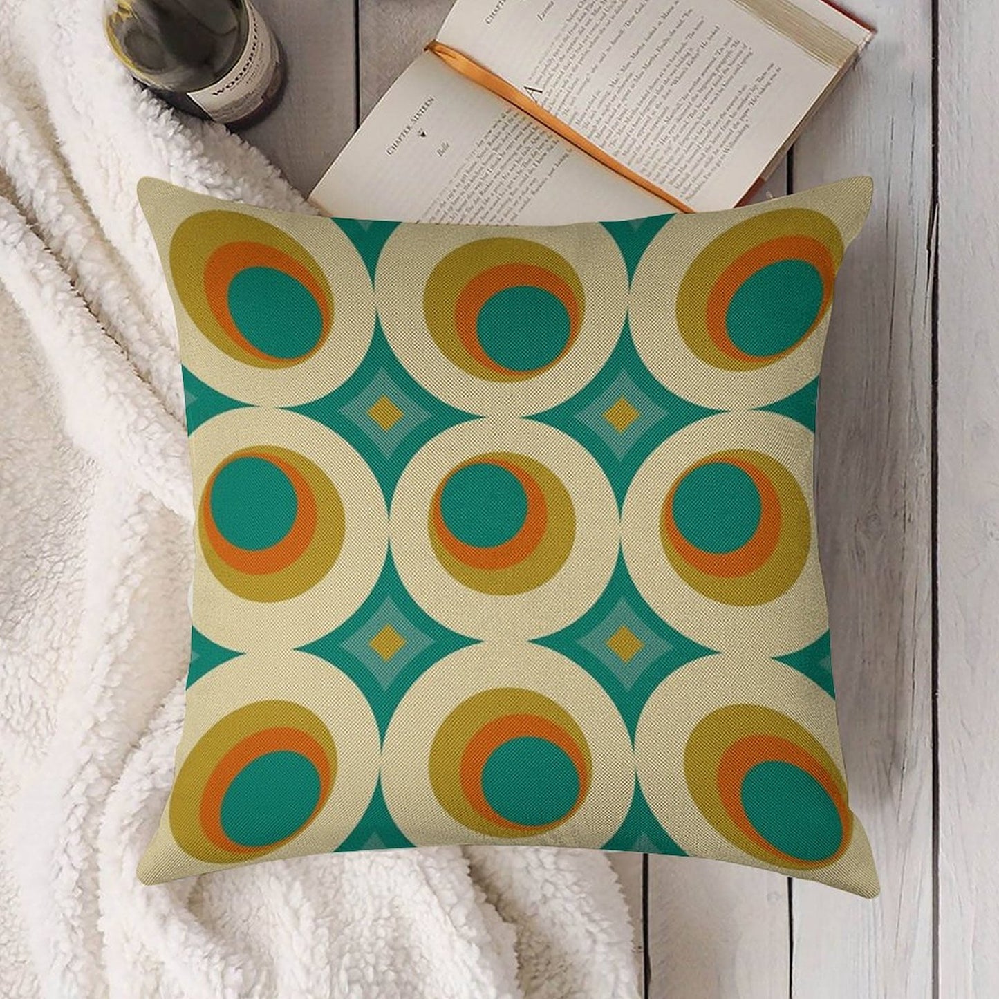 Mid-Century Modern Splash Linen Throw Pillow Cover