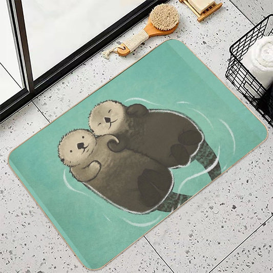 Significant Otters - Otters Holding Hands Bath Mat
