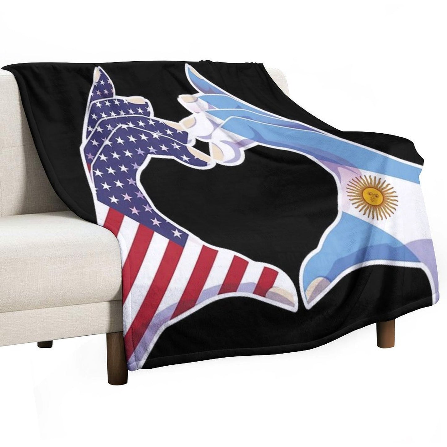 Argentina Argentine Argentinean Argentinian USA United States American America Love Heart Peace Throw Blanket