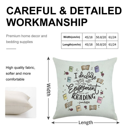 No Enjoyment Like Reading Linen Throw Pillow Cover