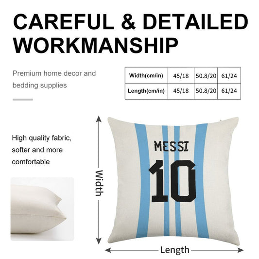 Messi 10 Linen Throw Pillow Cover