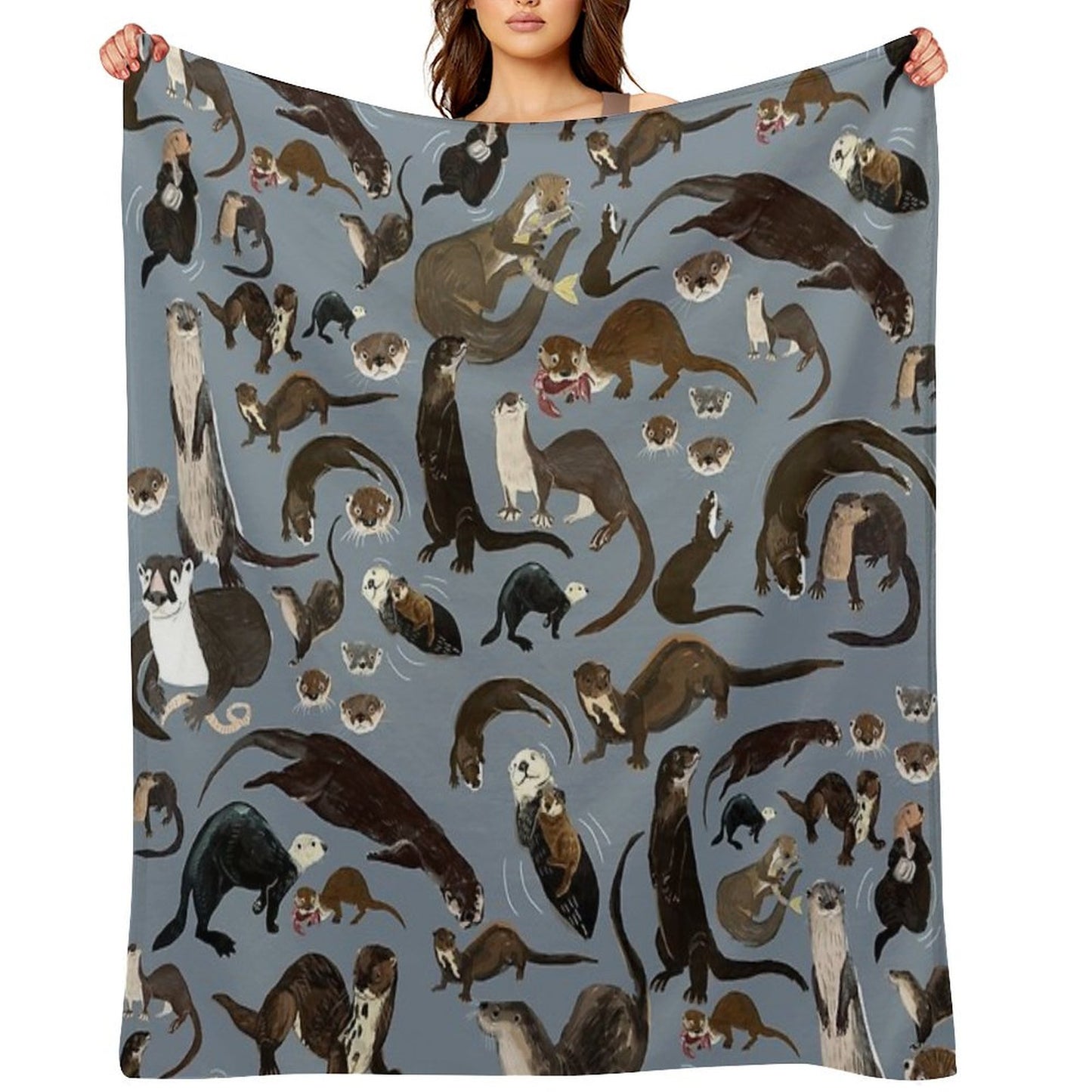 Old World Otters Throw Blanket