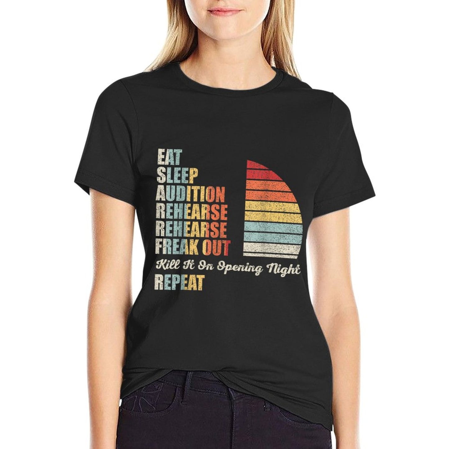 Retro Vintage Funny Theater Musical Life Eat Sleep Theatre T-Shirt