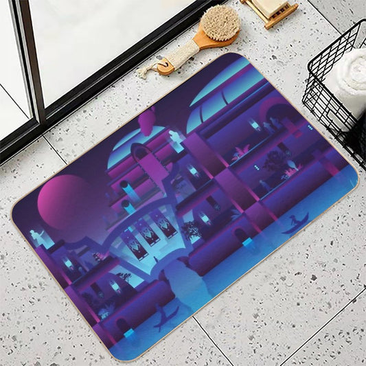 Synthwave Vivec City Easy Maintenance Bath Mat