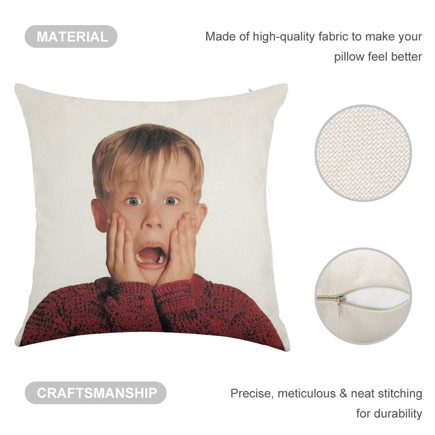 Home Alone Linen Throw Pillow Cover