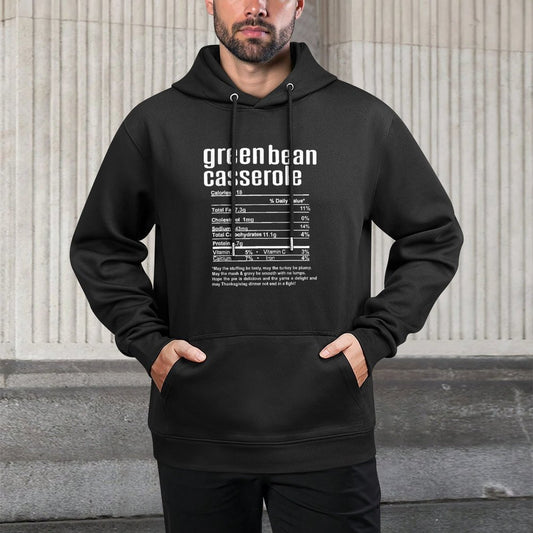 Thanksgiving Christmas Green Bean Casserole Nutritional Fact Kangaroo Pocket Hoodie