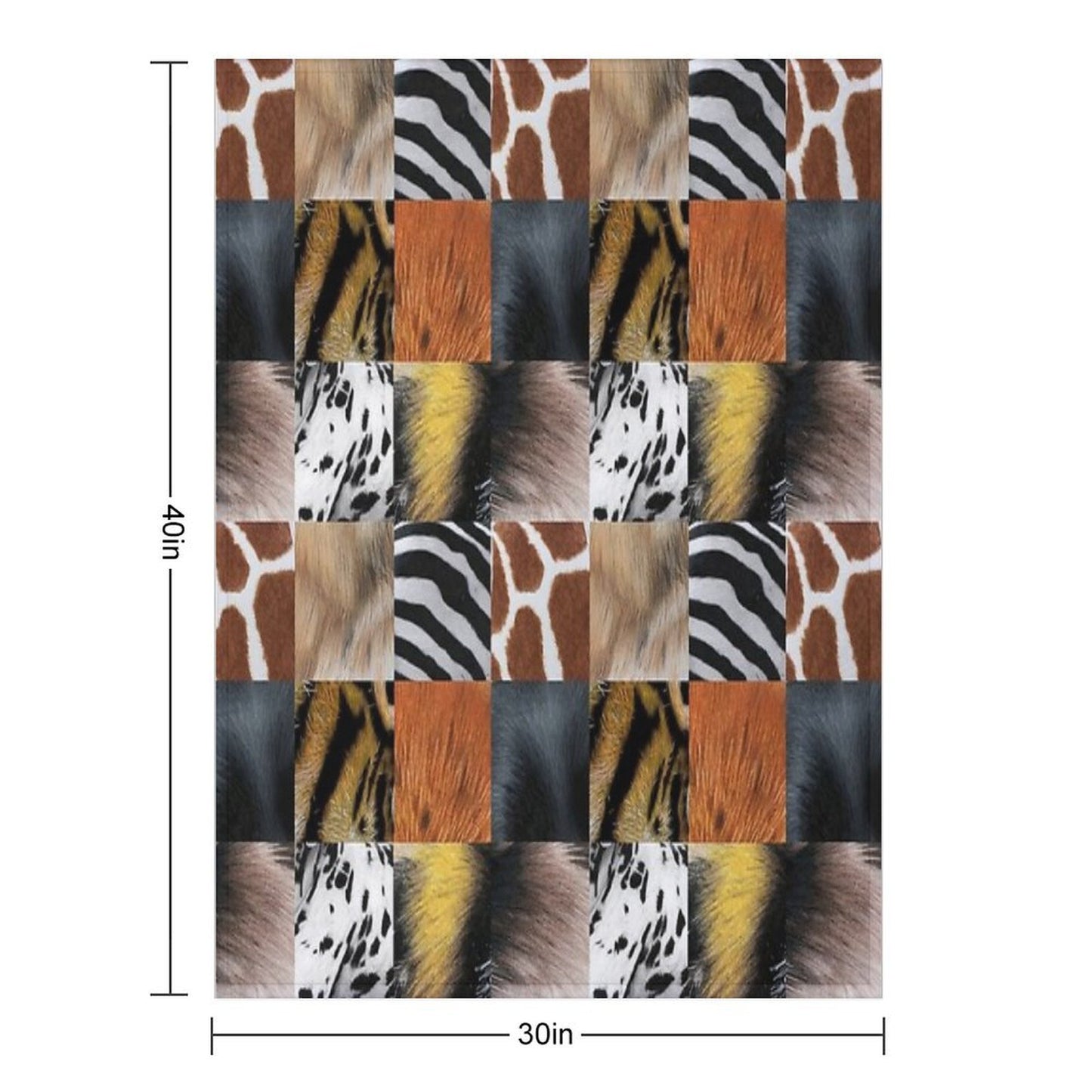 Animal Fur Textures in Colored Pencil Throw Blanket